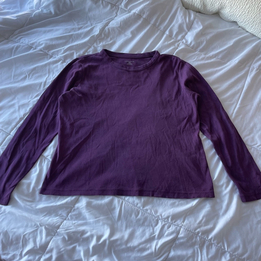 Lands' End Long Sleeve Crewneck Tee in Deep Purple